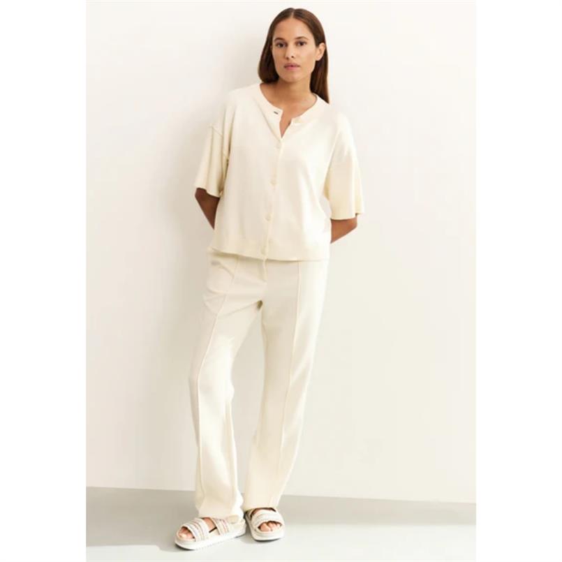Yaya Woven straight flared trousers Zand