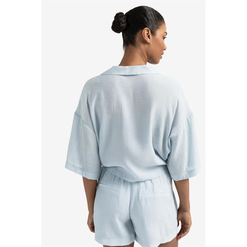 Yaya Woven structured short Lichtblauw