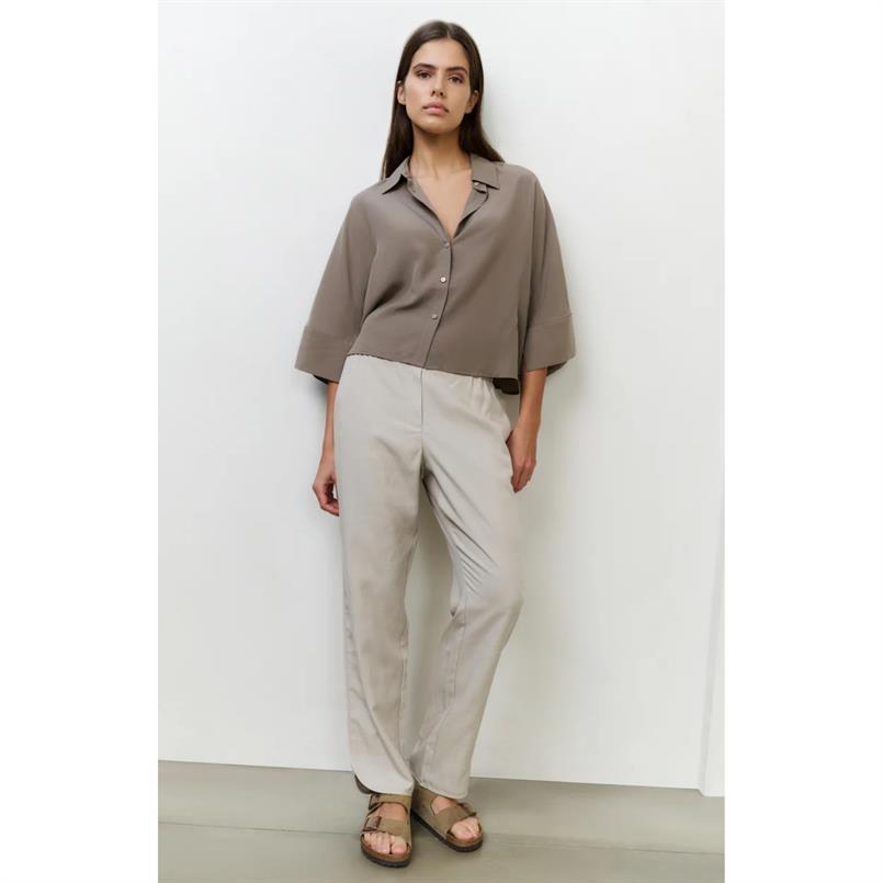 Yaya Woven structured trousers Beige