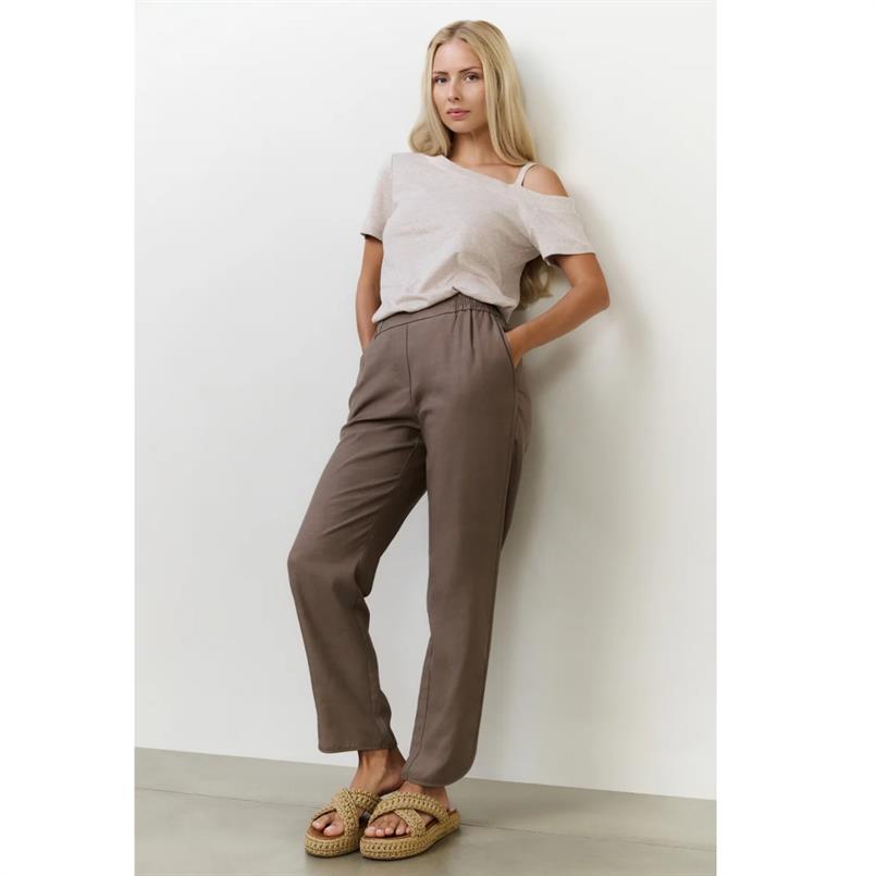 Yaya Woven structured trousers Bruin