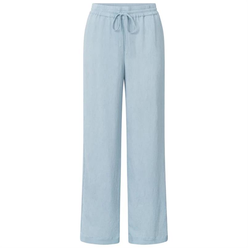 Yaya Woven structured wide leg Lichtblauw