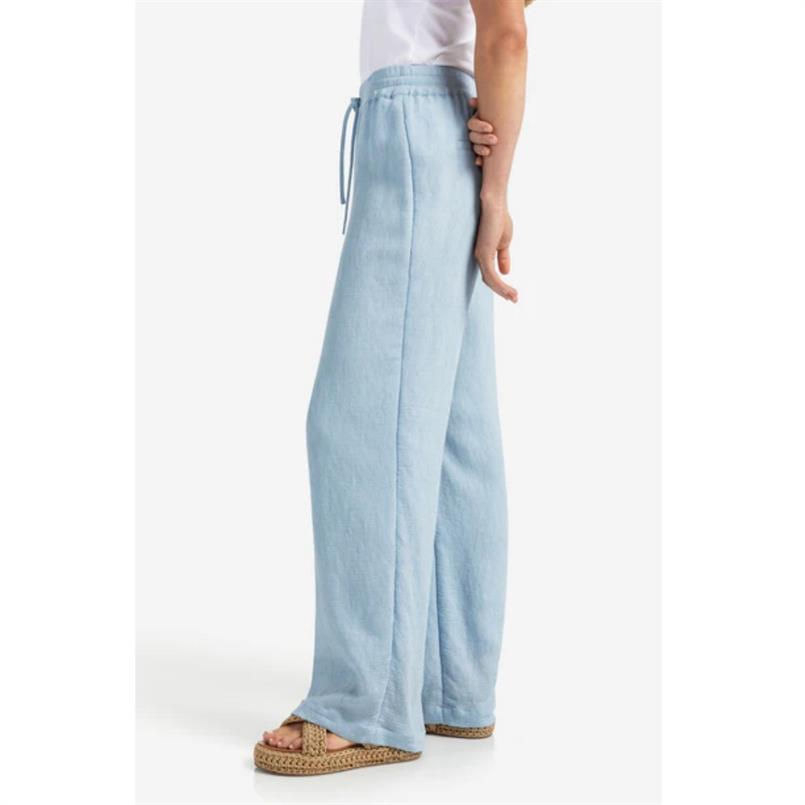 Yaya Woven structured wide leg Lichtblauw