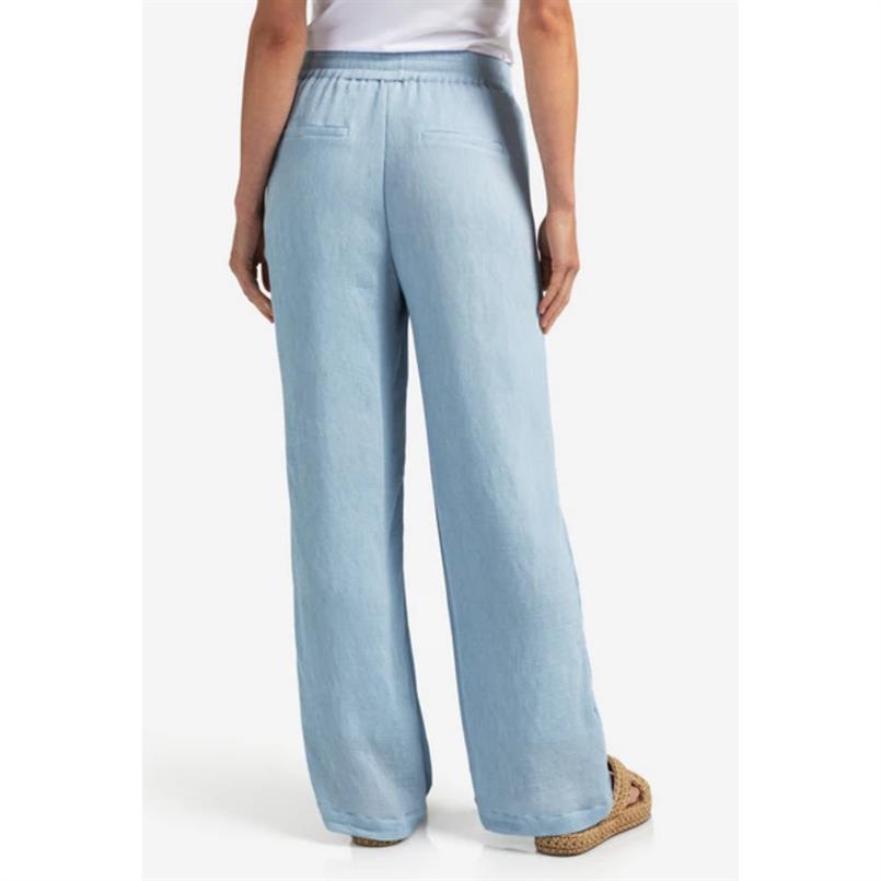 Yaya Woven structured wide leg Lichtblauw