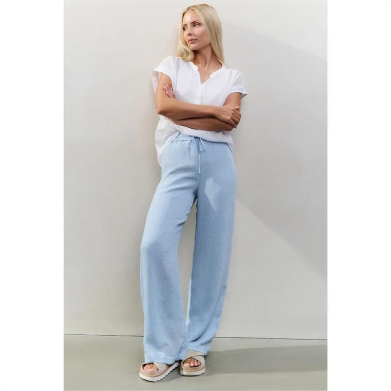 Yaya Woven structured wide leg Lichtblauw