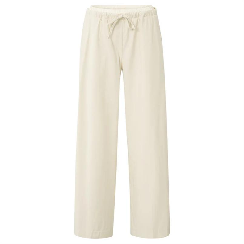 Yaya Woven wide leg trousers Zand