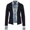 Zip73 Blazer denim insert blue Donkerblauw