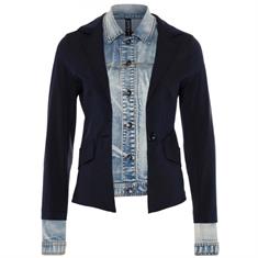 Zip73 Blazer denim insert blue Donkerblauw