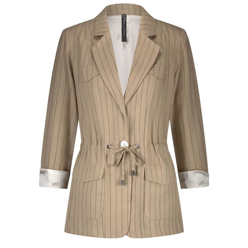 Zip73 Blazer drawstring pinstripe Camel
