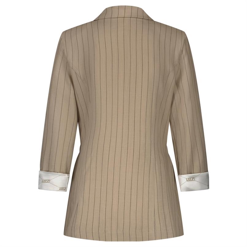 Zip73 Blazer drawstring pinstripe Camel