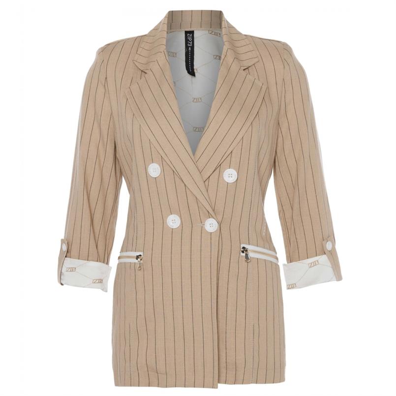 Zip73 Blazer pinstripe caramel Camel