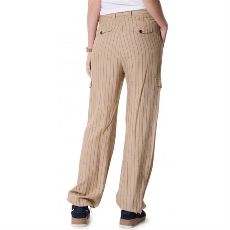 Zip73 Cargo wide leg pinstripe Camel