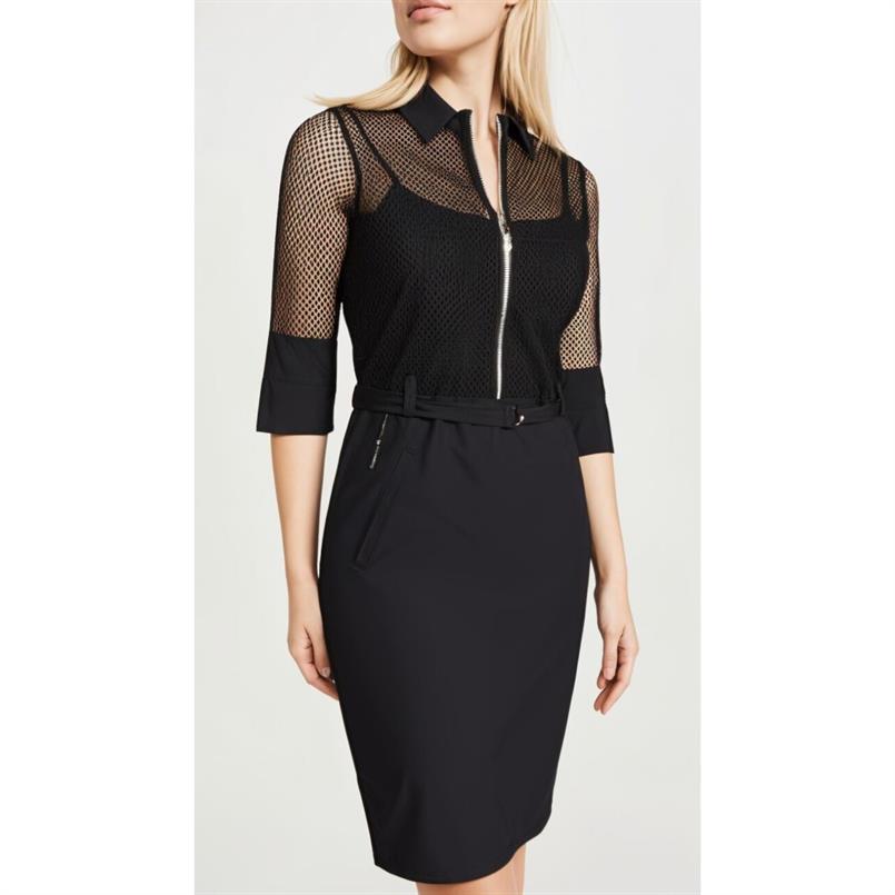 Zip73 Dress mesh black Zwart