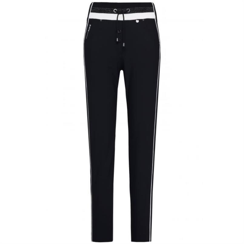 Zip73 Pants piping black Zwart