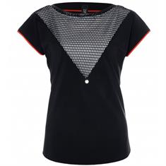 Zip73 Top boatneck mesh black Zwart