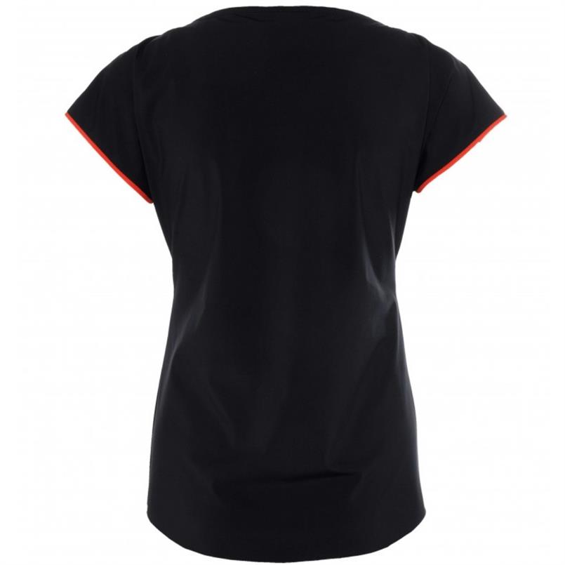 Zip73 Top boatneck mesh black Zwart