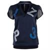 Zip73 Top tulip sleeve mesh navy Donkerblauw