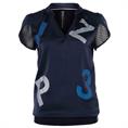 Zip73 Top tulip sleeve mesh navy Donkerblauw