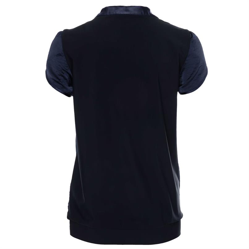 Zip73 Top tulip sleeve mesh navy Donkerblauw
