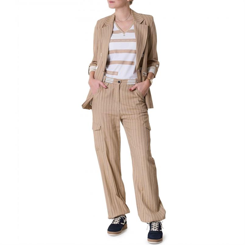 Zip73 Top v stripe off-white/gold Transparant