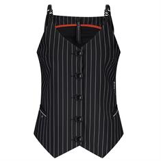 Zip73 Waistcoat pinstripe black Zwart