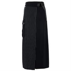 Zip73 Wrap skirt pinstripe black bet Zwart