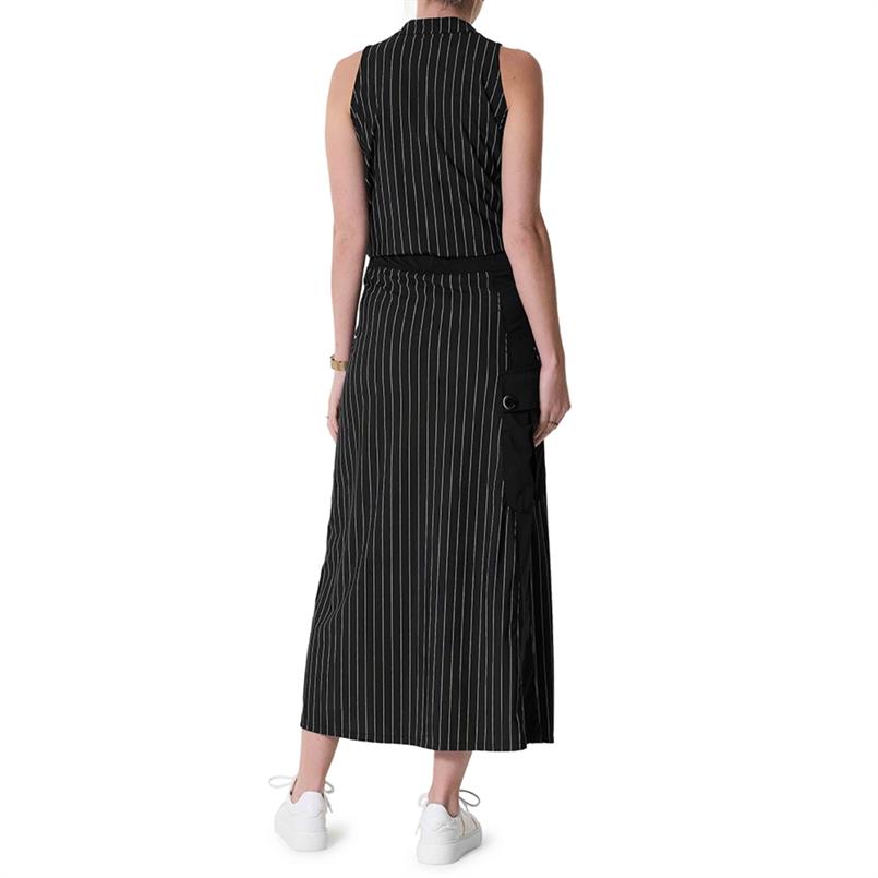 Zip73 Wrap skirt pinstripe black bet Zwart